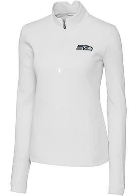 Cutter and Buck Seattle Seahawks Womens White Traverse Qtr Zip
