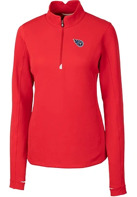 Cutter and Buck Tennessee Titans Womens Red Traverse Qtr Zip