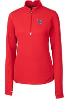 Cutter and Buck Tennessee Titans Womens Red Traverse Qtr Zip
