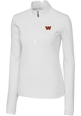 Cutter and Buck Washington Commanders Womens White Traverse Qtr Zip