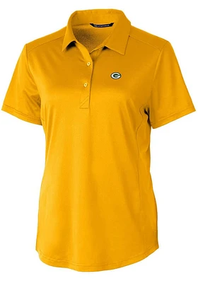 Cutter and Buck Green Bay Packers Womens Gold Prospect Short Sleeve Polo Shirt