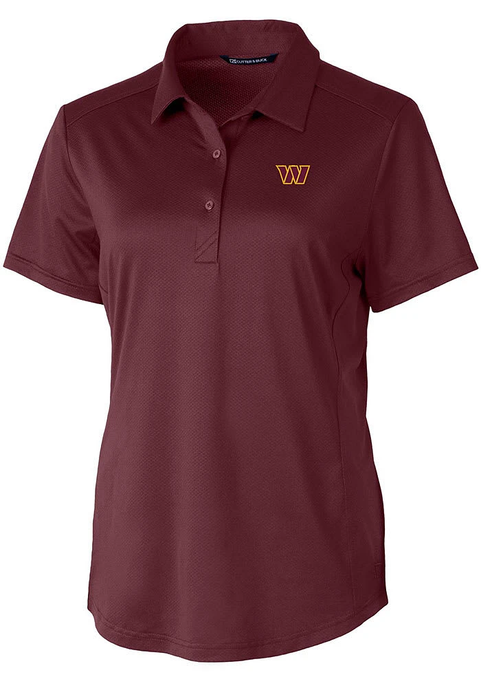 Cutter and Buck Washington Commanders Womens Maroon Prospect Short Sleeve Polo Shirt