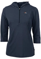 Cutter and Buck Denver Broncos Womens Navy Blue Virtue Eco Pique Hooded Sweatshirt