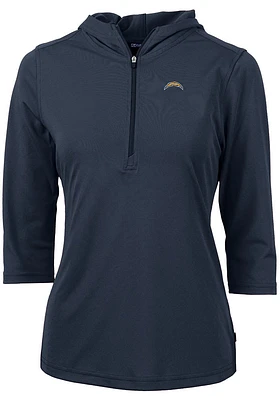 Cutter and Buck Los Angeles Chargers Womens Navy Blue Virtue Eco Pique Hooded Sweatshirt