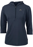 Cutter and Buck Los Angeles Chargers Womens Navy Blue Virtue Eco Pique Hooded Sweatshirt