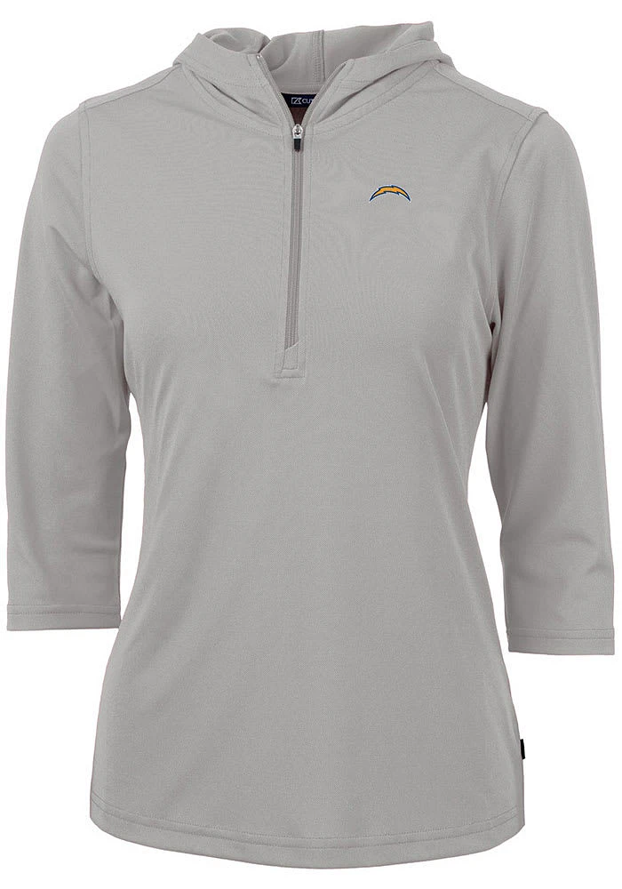 Cutter and Buck Los Angeles Chargers Womens Virtue Eco Pique Hooded Sweatshirt