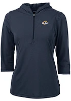 Cutter and Buck Los Angeles Rams Womens Navy Blue Virtue Eco Pique Hooded Sweatshirt