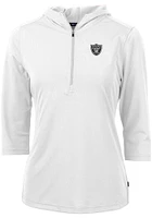 Cutter and Buck Las Vegas Raiders Womens White Virtue Eco Pique Hooded Sweatshirt