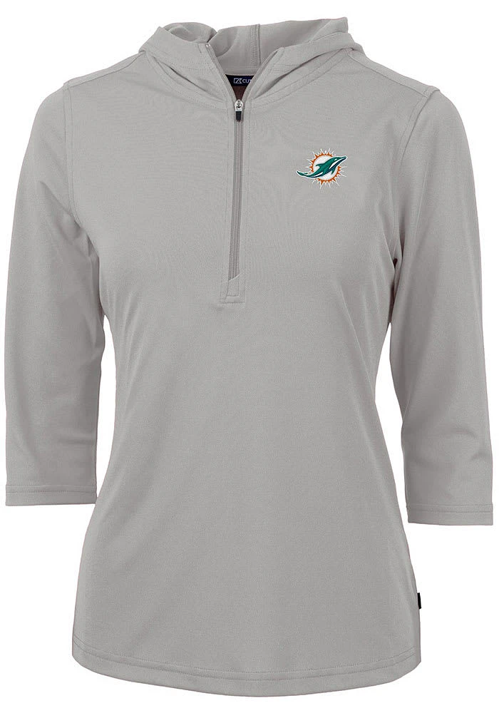 Cutter and Buck Miami Dolphins Womens Virtue Eco Pique Hooded Sweatshirt