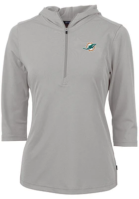 Cutter and Buck Miami Dolphins Womens Virtue Eco Pique Hooded Sweatshirt