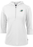 Cutter and Buck Miami Dolphins Womens White Virtue Eco Pique Hooded Sweatshirt