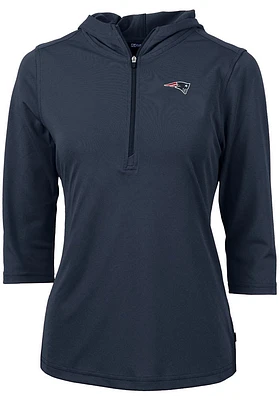 Cutter and Buck New England Patriots Womens Navy Blue Virtue Eco Pique Hooded Sweatshirt