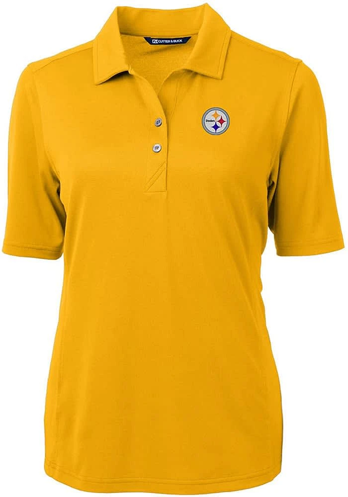 Cutter and Buck Pittsburgh Steelers Womens Gold Virtue Eco Pique Short Sleeve Polo Shirt