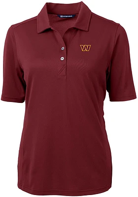 Cutter and Buck Washington Commanders Womens Maroon Virtue Eco Pique Short Sleeve Polo Shirt