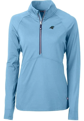 Cutter and Buck Carolina Panthers Womens Light Blue Adapt Eco Qtr Zip