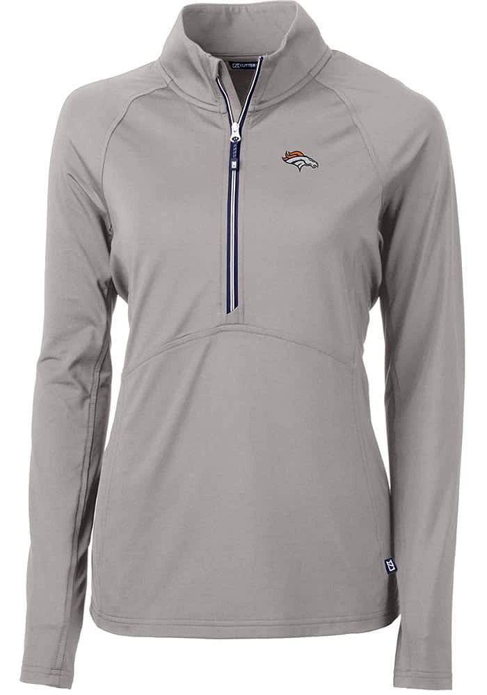 Cutter and Buck Denver Broncos Womens Grey Adapt Eco Qtr Zip