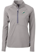 Cutter and Buck Miami Dolphins Womens Grey Adapt Eco Qtr Zip