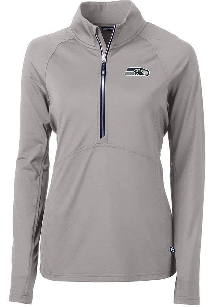 Cutter and Buck Seattle Seahawks Womens Grey Adapt Eco Qtr Zip