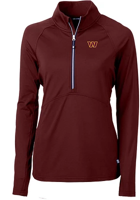 Cutter and Buck Washington Commanders Womens Maroon Adapt Eco Qtr Zip