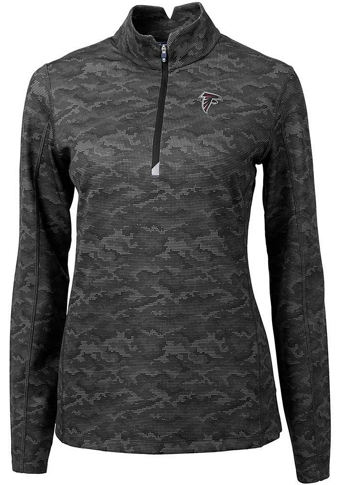 Cutter and Buck Atlanta Falcons Womens Black Traverse Camo Qtr Zip
