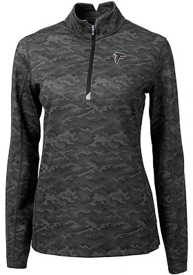 Cutter and Buck Atlanta Falcons Womens Black Traverse Camo Qtr Zip