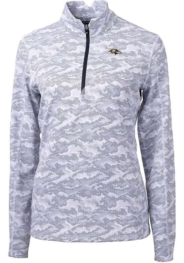 Cutter and Buck Baltimore Ravens Womens Charcoal Traverse Qtr Zip