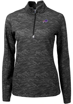 Cutter and Buck Buffalo Bills Womens Black Traverse Camo Qtr Zip