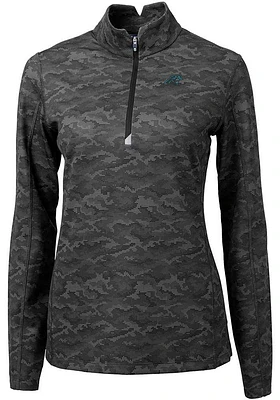Cutter and Buck Carolina Panthers Womens Black Traverse Camo Qtr Zip
