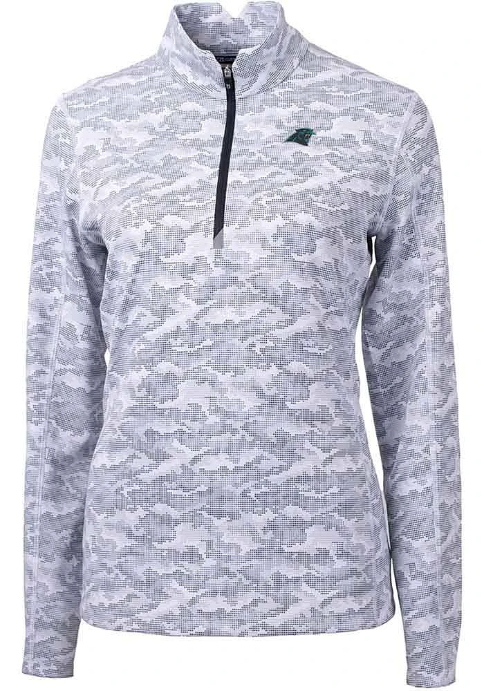 Cutter and Buck Carolina Panthers Womens Charcoal Traverse Qtr Zip