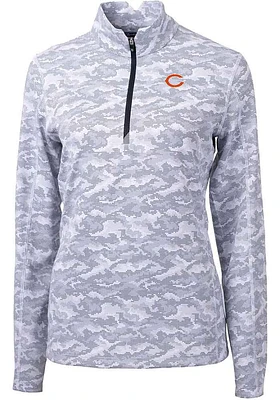 Cutter and Buck Chicago Bears Womens Charcoal Traverse Qtr Zip