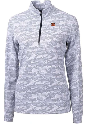 Cutter and Buck Cincinnati Bengals Womens Charcoal Traverse Qtr Zip