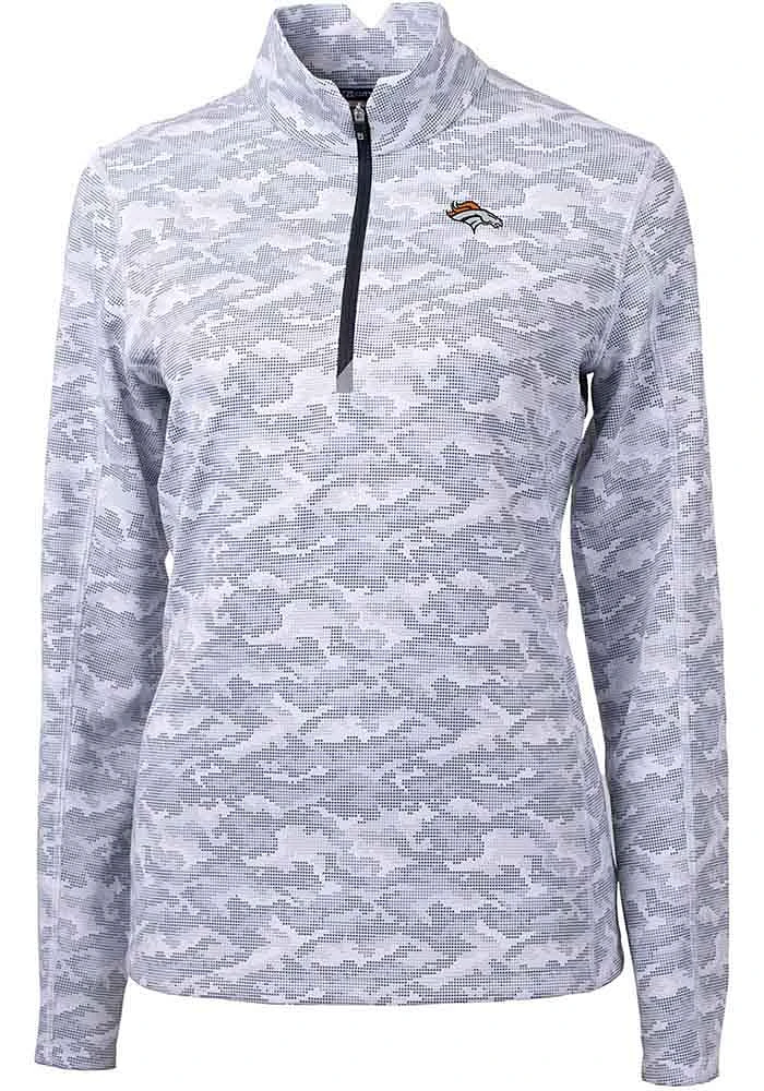 Cutter and Buck Denver Broncos Womens Charcoal Traverse Qtr Zip