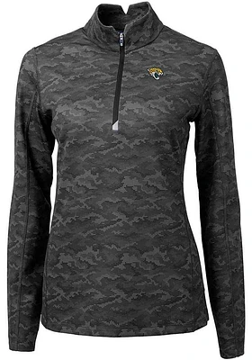 Cutter and Buck Jacksonville Jaguars Womens Black Traverse Camo Qtr Zip