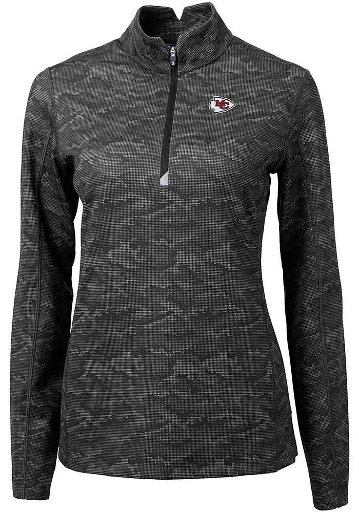 Cutter and Buck Kansas City Chiefs Womens Black Traverse Camo Qtr Zip