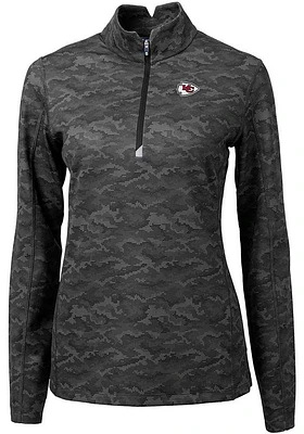 Cutter and Buck Kansas City Chiefs Womens Black Traverse Camo Qtr Zip