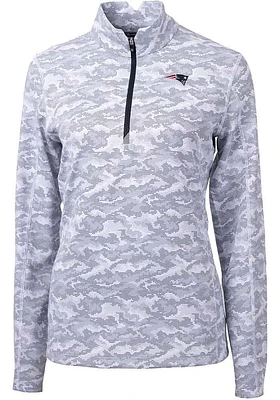 Cutter and Buck New England Patriots Womens Charcoal Traverse Qtr Zip