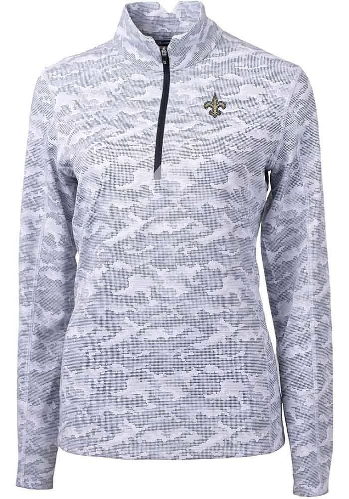 Cutter and Buck New Orleans Saints Womens Charcoal Traverse Qtr Zip