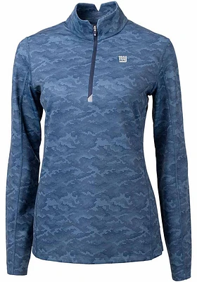 Cutter and Buck New York Giants Womens Navy Blue Traverse Qtr Zip