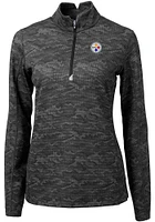 Cutter and Buck Pittsburgh Steelers Womens Black Traverse Camo Qtr Zip