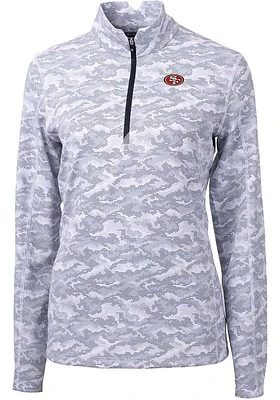 Cutter and Buck San Francisco 49ers Womens Charcoal Traverse Qtr Zip