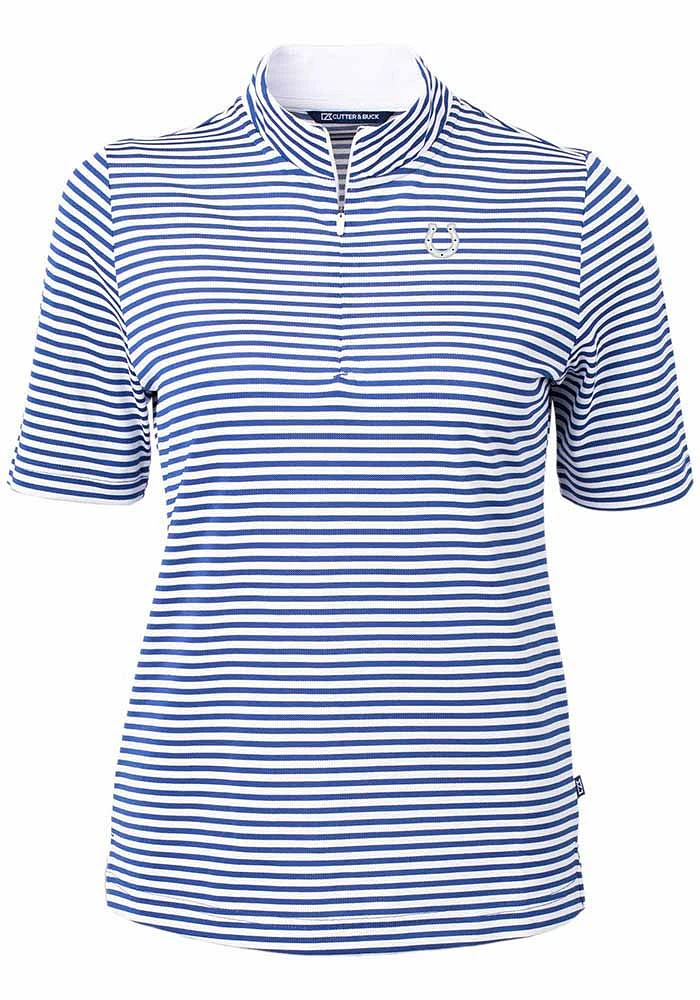 Cutter and Buck Indianapolis Colts Womens Blue Virtue Eco Pique Stripe Short Sleeve Polo Shirt