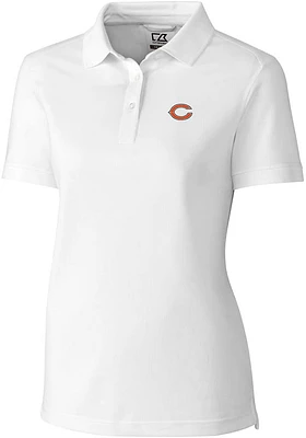 Cutter and Buck Chicago Bears Womens White Advantage Short Sleeve Polo Shirt