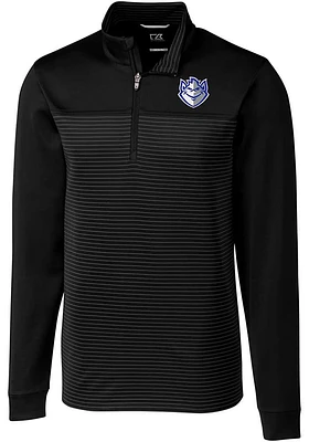 Cutter and Buck Saint Louis Billikens Mens Black Traverse Stripe Stretch Big Tall Qtr Zip