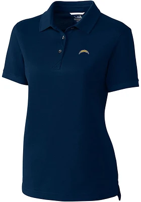 Cutter and Buck Los Angeles Chargers Womens Navy Blue Advantage Short Sleeve Polo Shirt