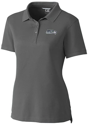 Cutter and Buck Seattle Seahawks Womens Grey Advantage Short Sleeve Polo Shirt