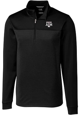 Cutter and Buck Texas A&M Aggies Mens Black Traverse Stripe Stretch Big Tall Qtr Zip