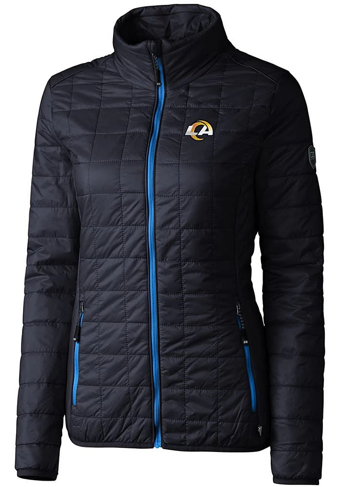 Cutter and Buck Los Angeles Rams Womens Navy Blue Rainier PrimaLoft Filled Jacket