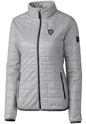 Cutter and Buck Las Vegas Raiders Womens Grey Rainier PrimaLoft Filled Jacket