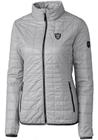 Cutter and Buck Las Vegas Raiders Womens Grey Rainier PrimaLoft Filled Jacket