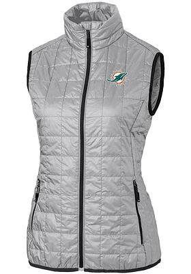 Cutter and Buck Miami Dolphins Womens Grey Rainier PrimaLoft Vest